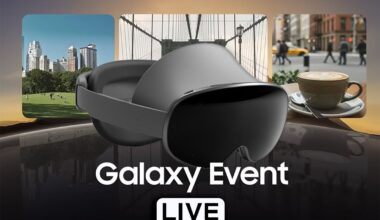 Samsung's Project Moohan headset with the words Galaxy Event live