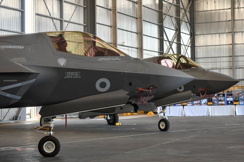 F-35 jets from the Royal Air Force and the US air force will fly together for the first time at a state visit