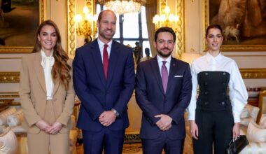 Crown Prince Hussein of Jordan and Princess Rajwa welcomed to Windsor by Prince and Princess of Wales