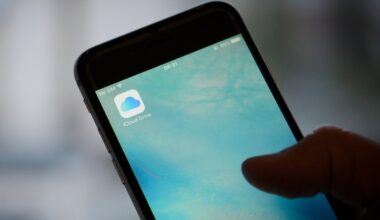 The iCloud storage application is seen on an iPhone on November 8, 2017.