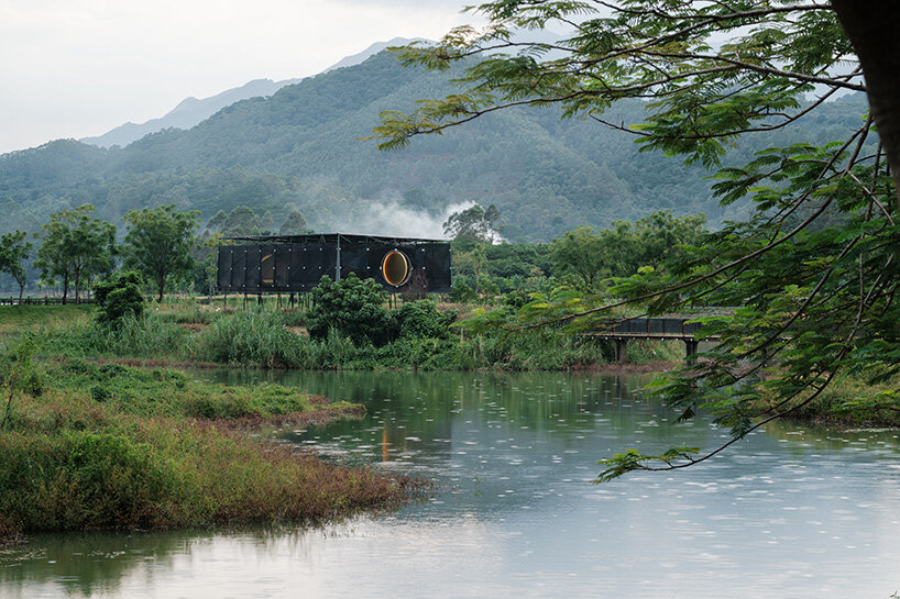 atelier guo's moonlit pavilion rises from the remains of an abandoned greenhouse in china