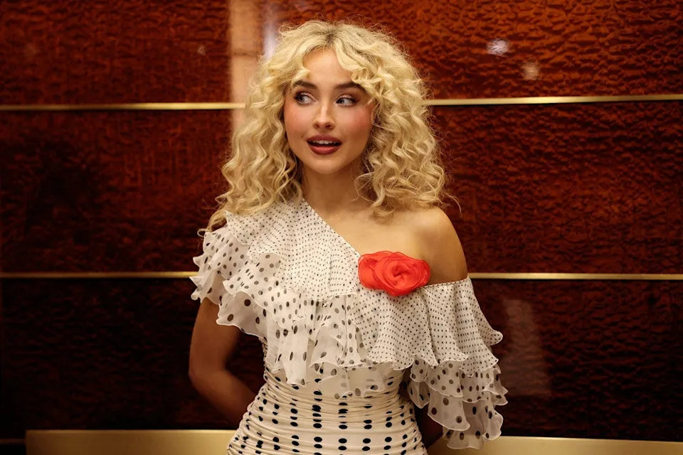Sabrina Carpenter in a promotional pic for "Saturday Night Live" on Oct. 14, 2025.