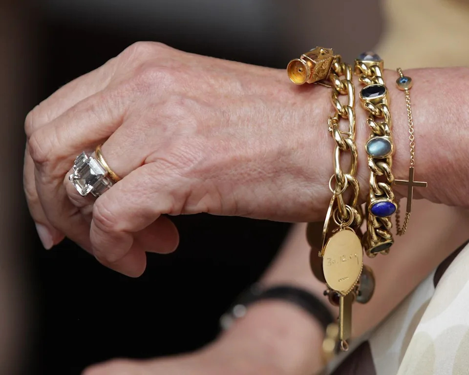 Chris Jackson/Getty Images A close-up of Queen Camilla's engagement ring, photographed in 2011.