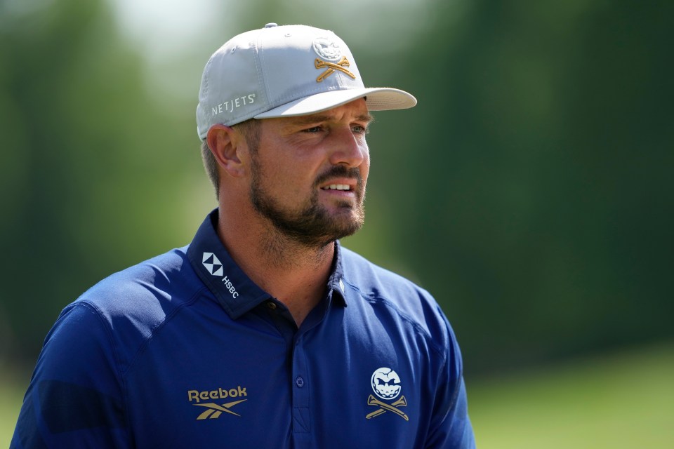 Bryson DeChambeau wears his trademark skull and crossbones cap