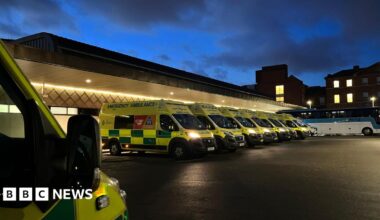 Ambulances at the Royal Infirmary in Leicester