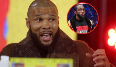 Center: Chris Eubank Jr. attends a pre-fight press conference ahead of his bout with Conor Benn in November, 2025. Insert: Terence Crawford in the ...