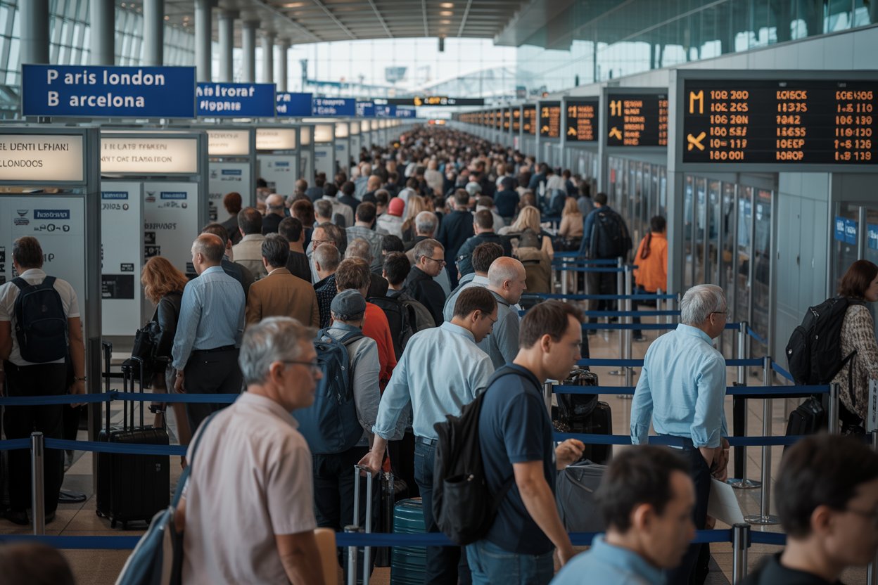 Europe faces major travel chaos as air france, lufthansa, british, easyjet, vueling, finnair face 47 flight cancellations and 1515 delays across france, germany, uk, spain, finland, impacting paris, munich, london, barcelona, helsinki