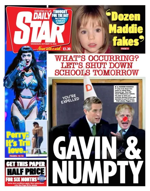 The headline on the front page of the Star reads: “Gavin and numpty”.