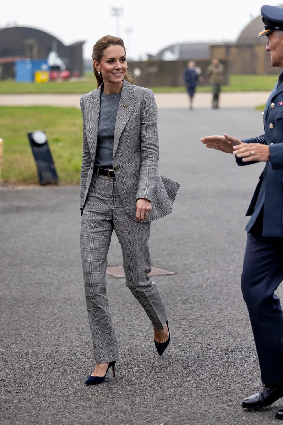 coningsby, england october 2: catherine, princess of wales, royal honorary air commodore, visits raf coningsby in lincolnshire for her first official engagement at the station, on october 2, 2025 in coningsby, england. during the visit, her royal highness learned about the stations operational role, met quick reaction alert personnel, viewed a typhoon aircraft, and toured the new typhoon future synthetic training facility, and also met families of personnel serving at the base. (photo by james glossop wpa pool/getty images)