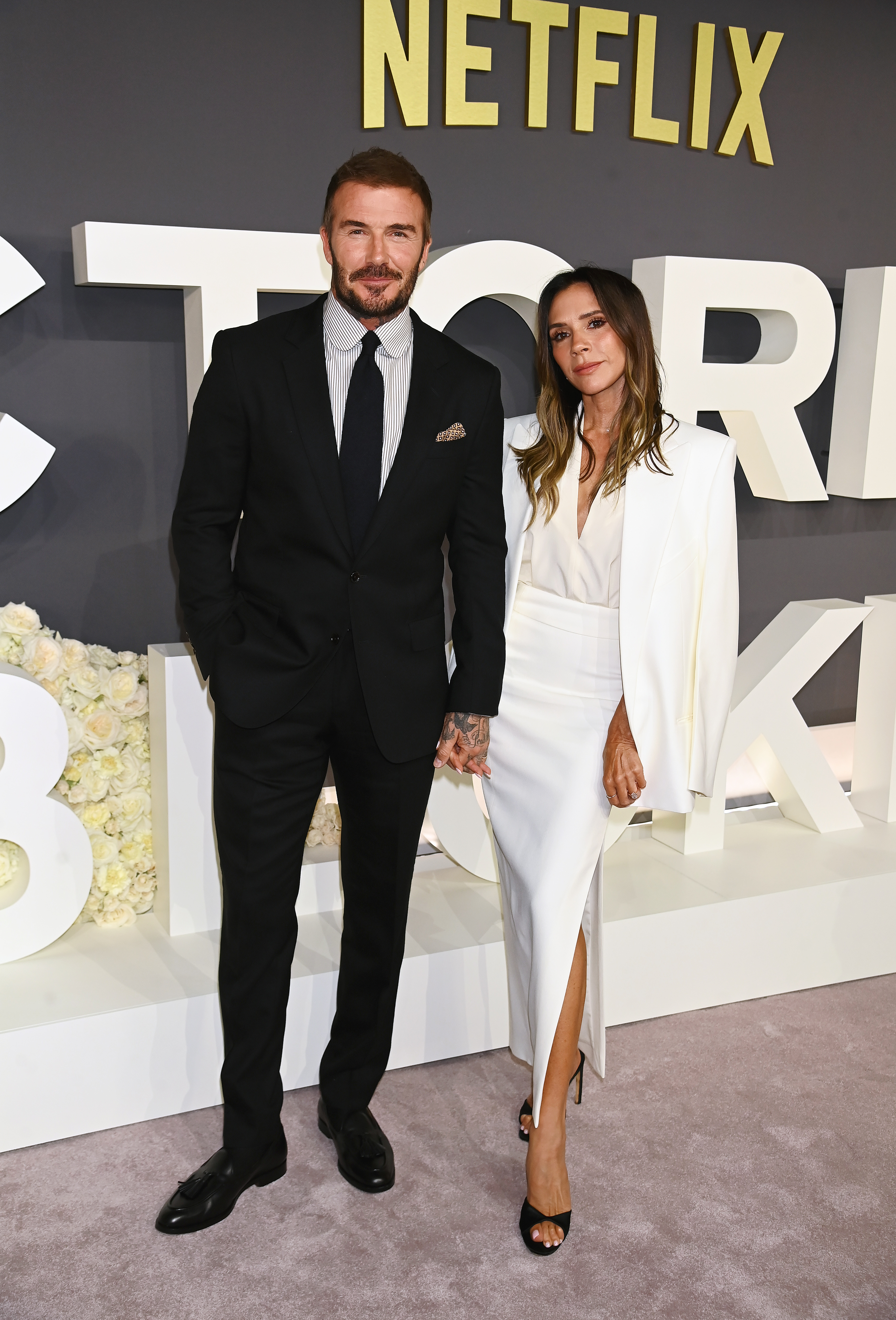 David and Victoria Beckham at the premiere of the television series 'Victoria Beckham'