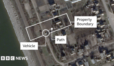 A satellite image showing evidence of Russians using Vitaly's childhood home in Zaporizhzhia oblast
