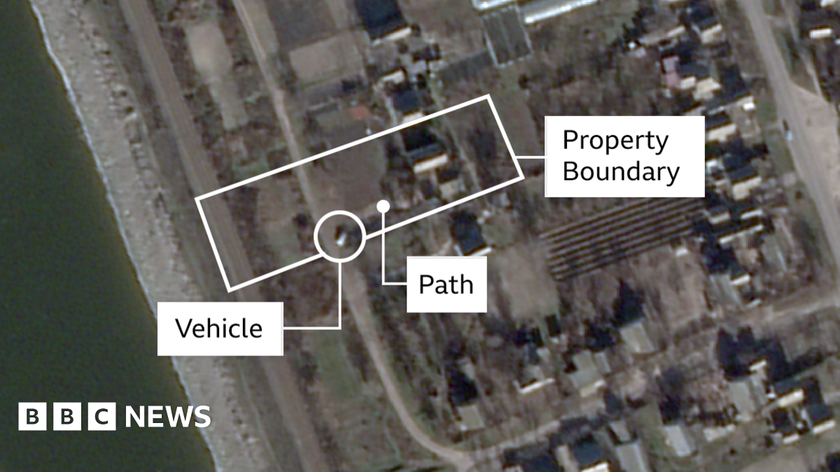 A satellite image showing evidence of Russians using Vitaly's childhood home in Zaporizhzhia oblast