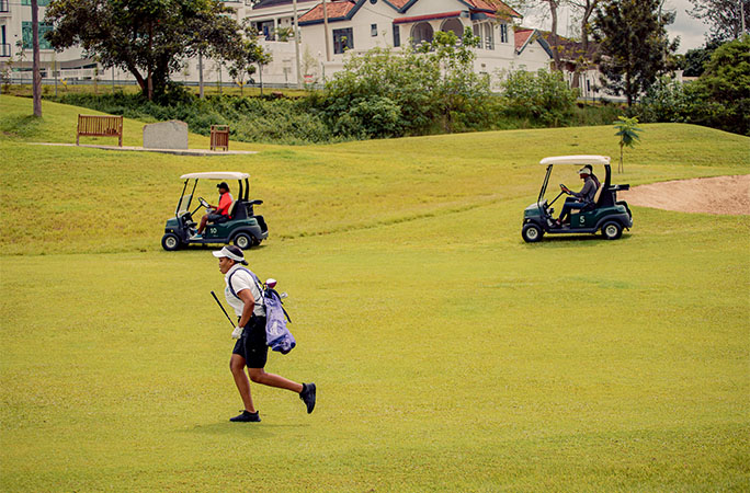 walking across the green