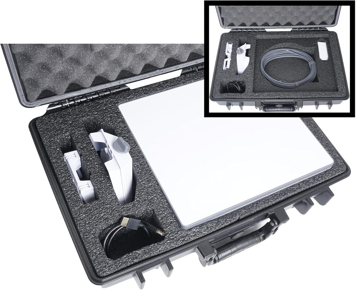 Starlink Mini kit package contents: satellite dish, Wi-Fi router, cables, power supply