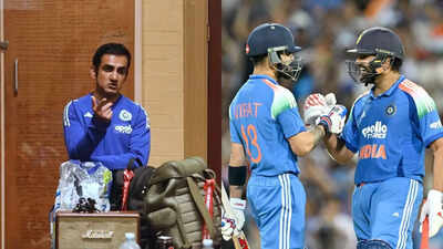 Gautam Gambhir showered praise on Virat Kohli and Rohit Sharma (Screengrab | AFP)  Gautam Gambhir’s one-word response on Rohit Sharma and Virat Kohli's 'Sydney carnage' breaks the internet