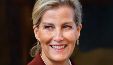 Sophie, Duchess of Edinburgh, pairs autumnal power suit and ‘messy bun’ during surprise football crossover