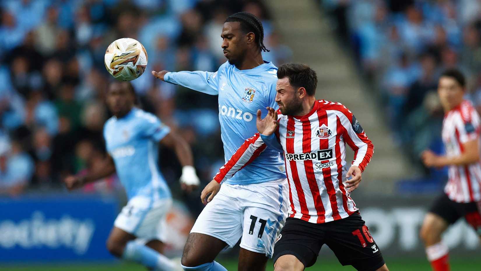 Haji Wright playing for Coventry City vs Sunderland