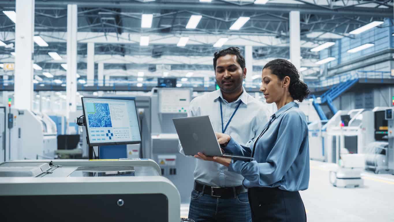 Workers in AI technology.