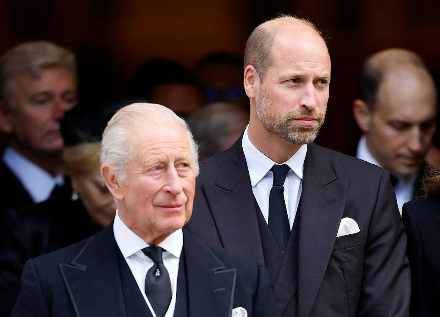 King Charles III and Prince William, Prince of Wales attend Katharine, Duchess of Kent's Requiem Mass service at Westminster Cathedral