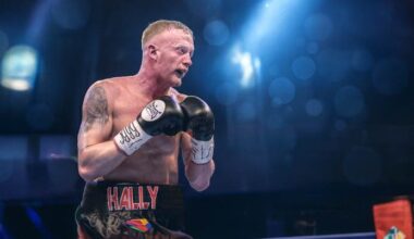 Photograph of Mick Hall during a fight
