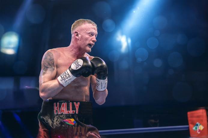 Photograph of Mick Hall during a fight