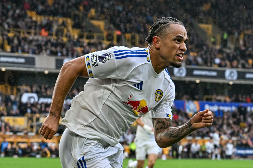 Noah Okafor celebrating for Leeds