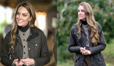 Kate Middleton wears pieces by Ralph Lauren, Barbour and more during her visit to Long Meadow’s orchards during a visit to Long Meadow Cider on Oct. 14, 2025 in Craigavon, Northern Ireland.