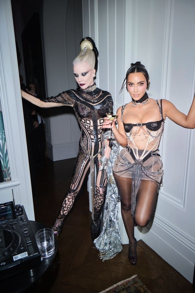 Kim Kardashian and Daphne Guiness    Kim Kardashians birthday party hosted by Mert Alas in his london home. All photos posted to Mert Alas' instagram