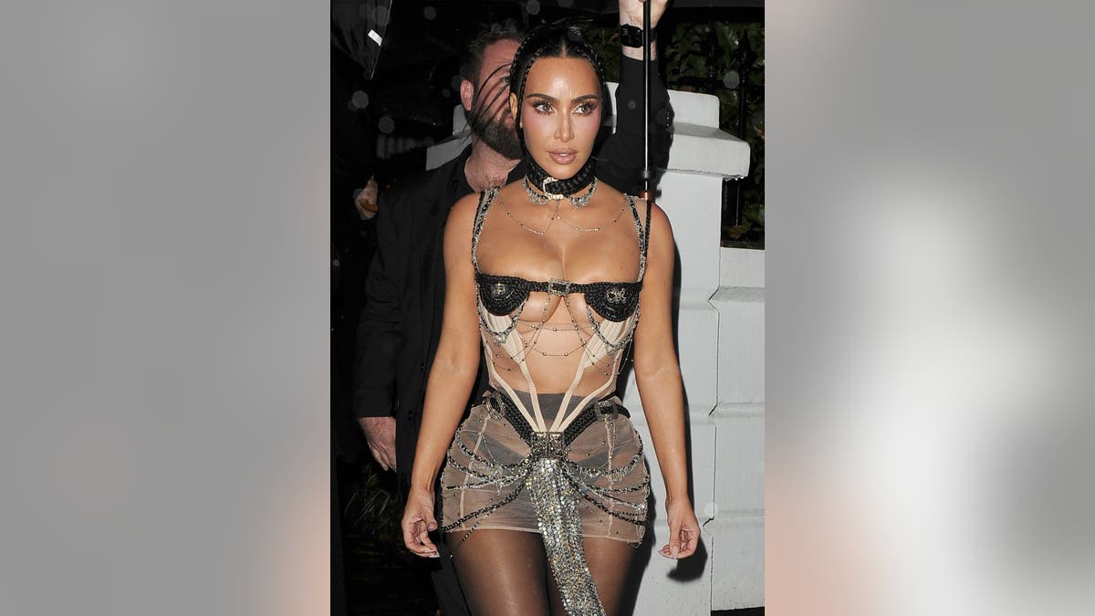 Kim Kardashian in a sheer corset dress