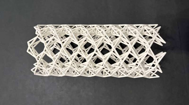 This 3-D printed kagome tube can passively isolate vibrations using its complex, but deliberate, structure. Credit: James McInerney, Air Force Research Laboratory Metamaterials can stifle vibrations with intentional complexity
