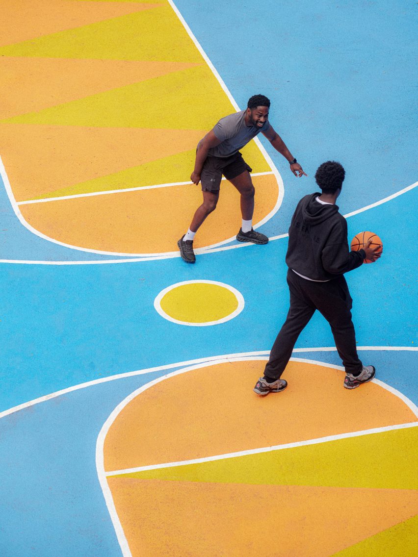 Colourful basketball court by POOR Collective