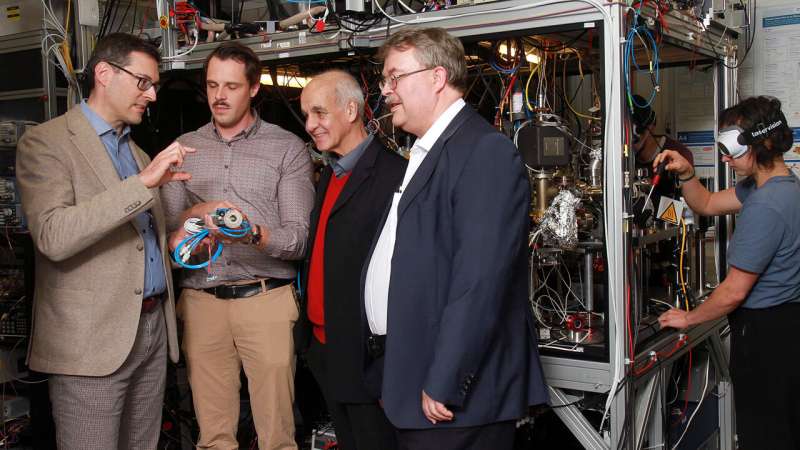 RPTU researchers expand knowledge in the field of quantum physics: Prof. Dr. Artur Widera, doctoral candidate Alexander Guthmann, Prof. Dr. Sebastian Eggert, and PD Dr. Axel Pelster (from left to right). Credit: University of Kaiserslautern‑Landau New tool expands the potential of quantum research