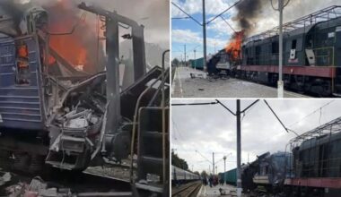 Russian launch 'savage' drone strike on railway station in Ukraine