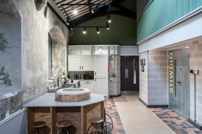 Kitchen area inside Nyth Bangor