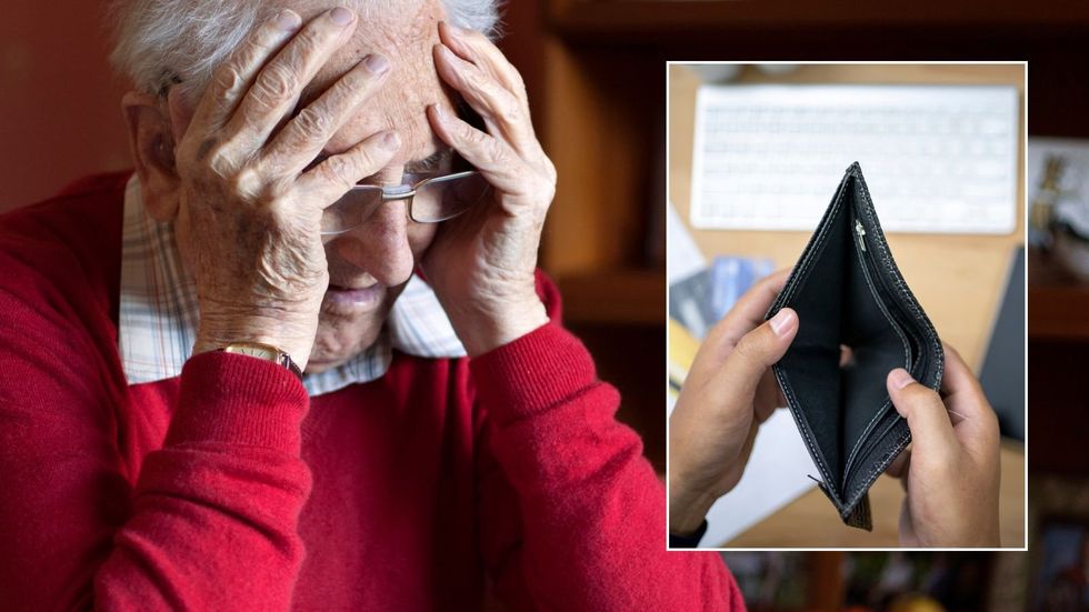 Older man and empty wallet