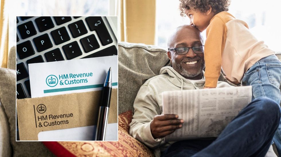 Older man with child and HMRC letter