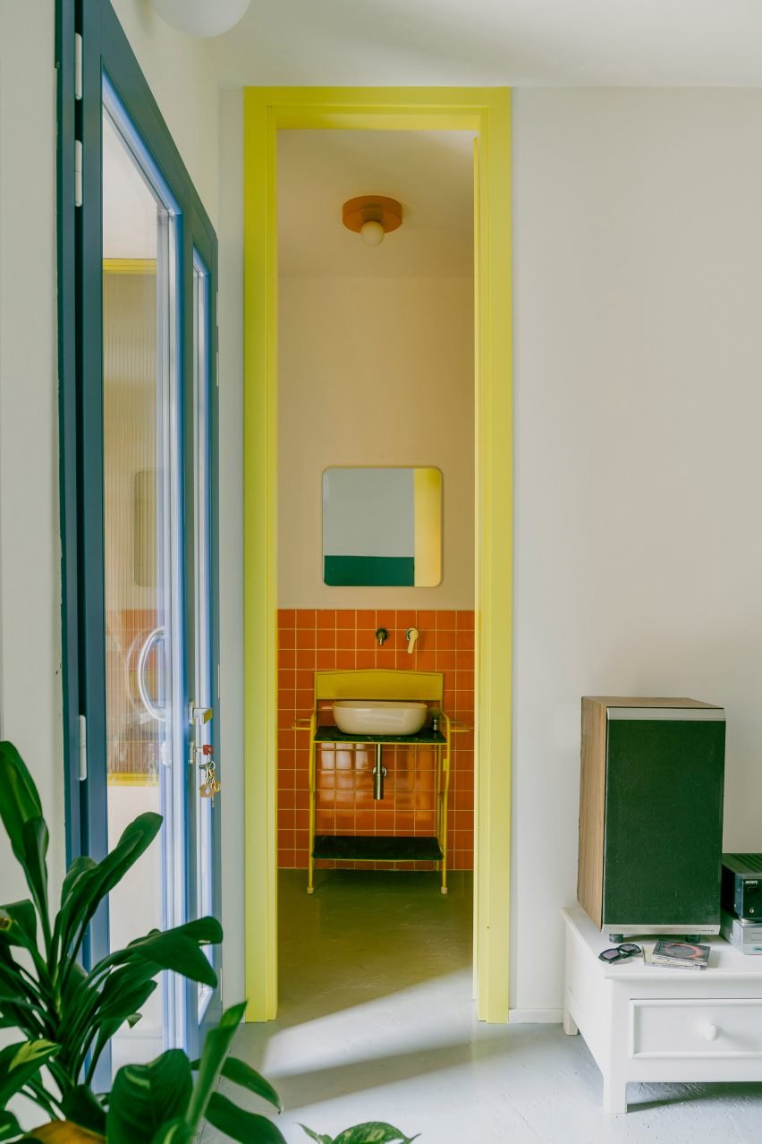 Bathroom in Pailunga converted chapel by Atelier Vago