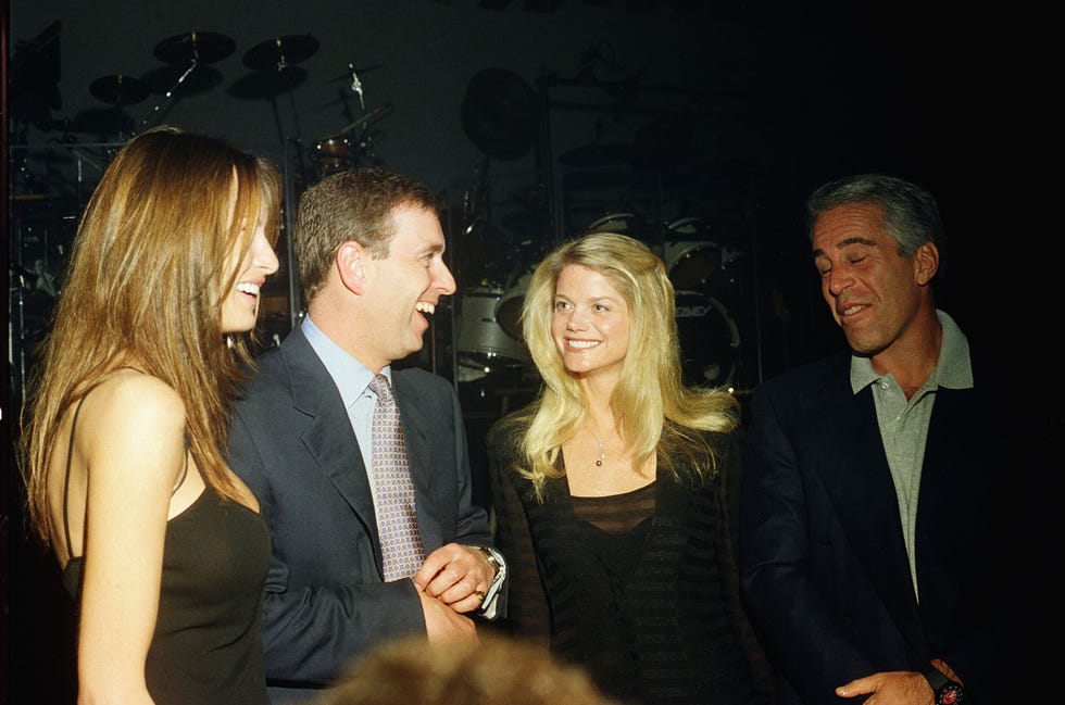 jeffrey epstein and prince andrew timeline melania trump, prince andrew, gwendolyn beck and jeffrey epstein at a party at the mar a lago club, palm beach, florida, february 12, 2000