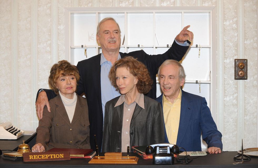 Prunella Scales (left) with fellow Fawlty Towers legends John Cleese (second from left)
