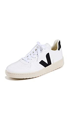 Veja Women's V-10 Lace Up Sneakers, White/black, 9 Medium Us