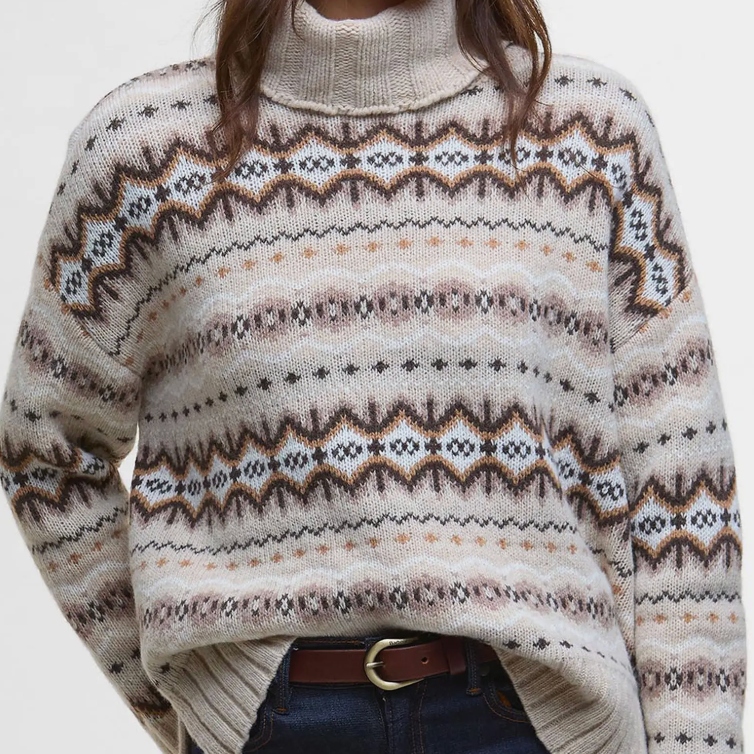 Barbour, Helen Fair Isle Wool Blend Turtleneck Tunic Sweater