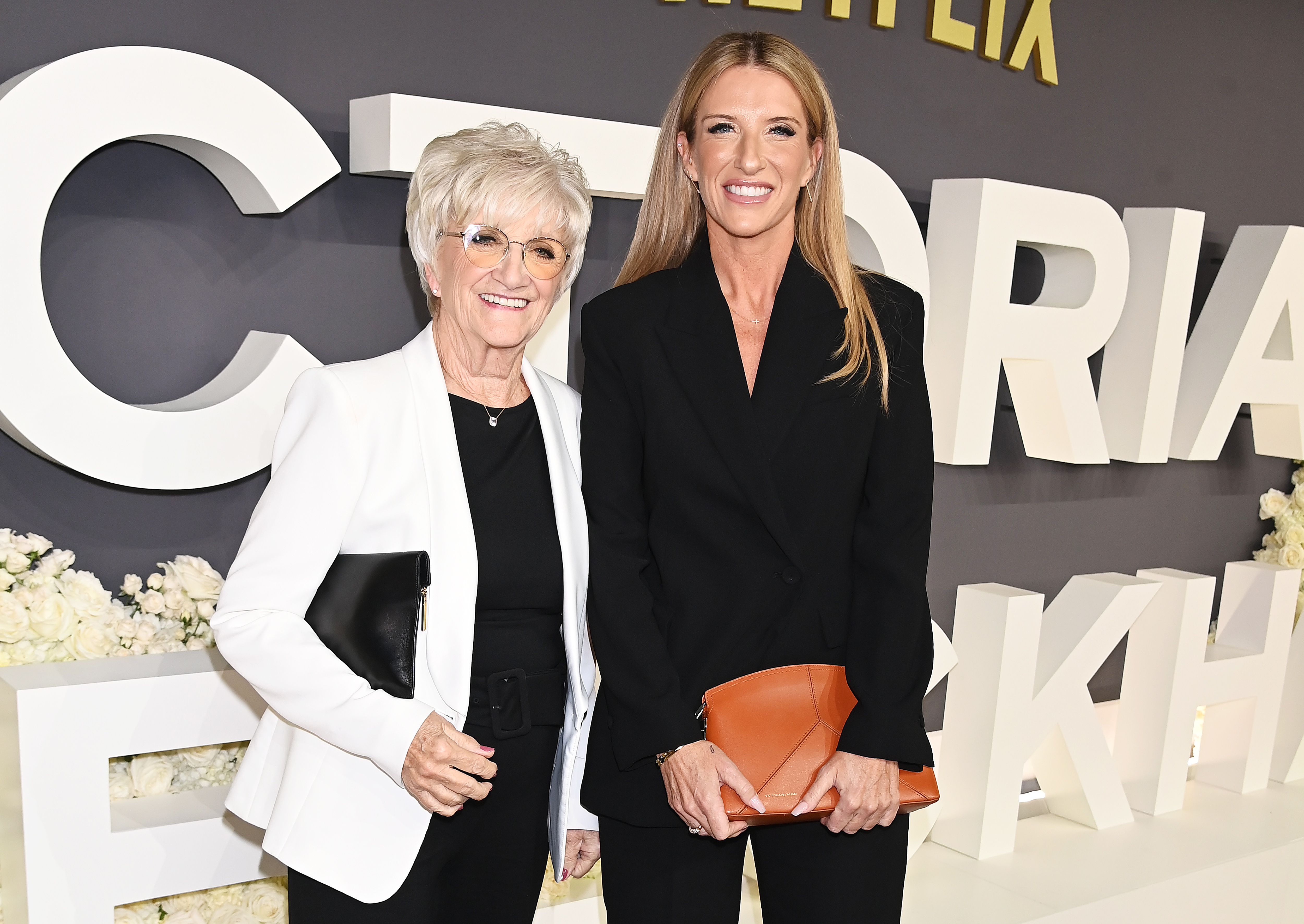 Sandra and Joanna Beckham at the premiere of the television series 'Victoria Beckham'