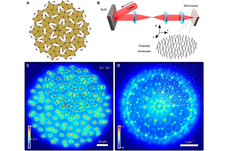 Realization of 2D polariton quasicrystal based on the Penrose tiling. Credit: Science Advances (2025). DOI: 10.1126/sciadv.adz2484 Scientists create a new form of light matter in a quasicrystal