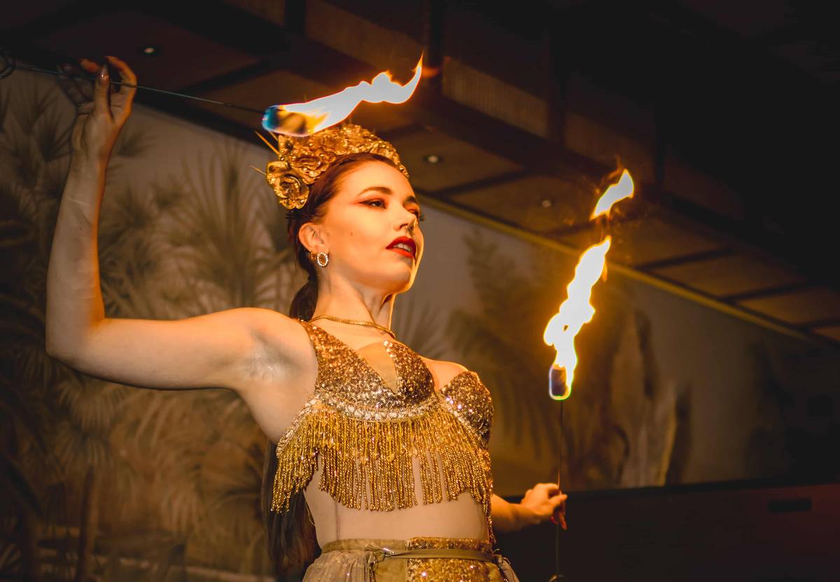 Fire performer at Oriole Bar in Covent Garden, London