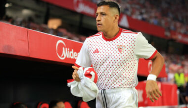 SEVILLE, SPAIN - SEPTEMBER 12: Alexis Sánchez of Sevilla FC looks on from the bench during the LaLiga EA Sports match between Sevilla FC and Elche ...