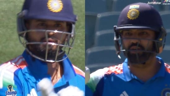 Shreyas Iyer, left, disagreed with Rohit Sharma(Screengrabs)