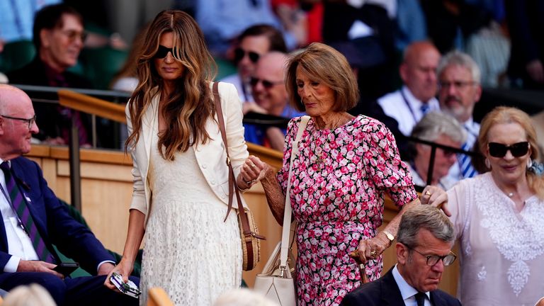 Lady Annabel Goldsmith attended Wimbledon this year with her daughter Jemima. Pic: PA