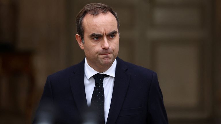 Sebastien Lecornu arrives to deliver a statement.
Pic Reuters