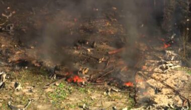 Smoke and debris seen after an explosion at a military explosives manufacturing plant in Tennessee. Pic: WTVF-TV / AP