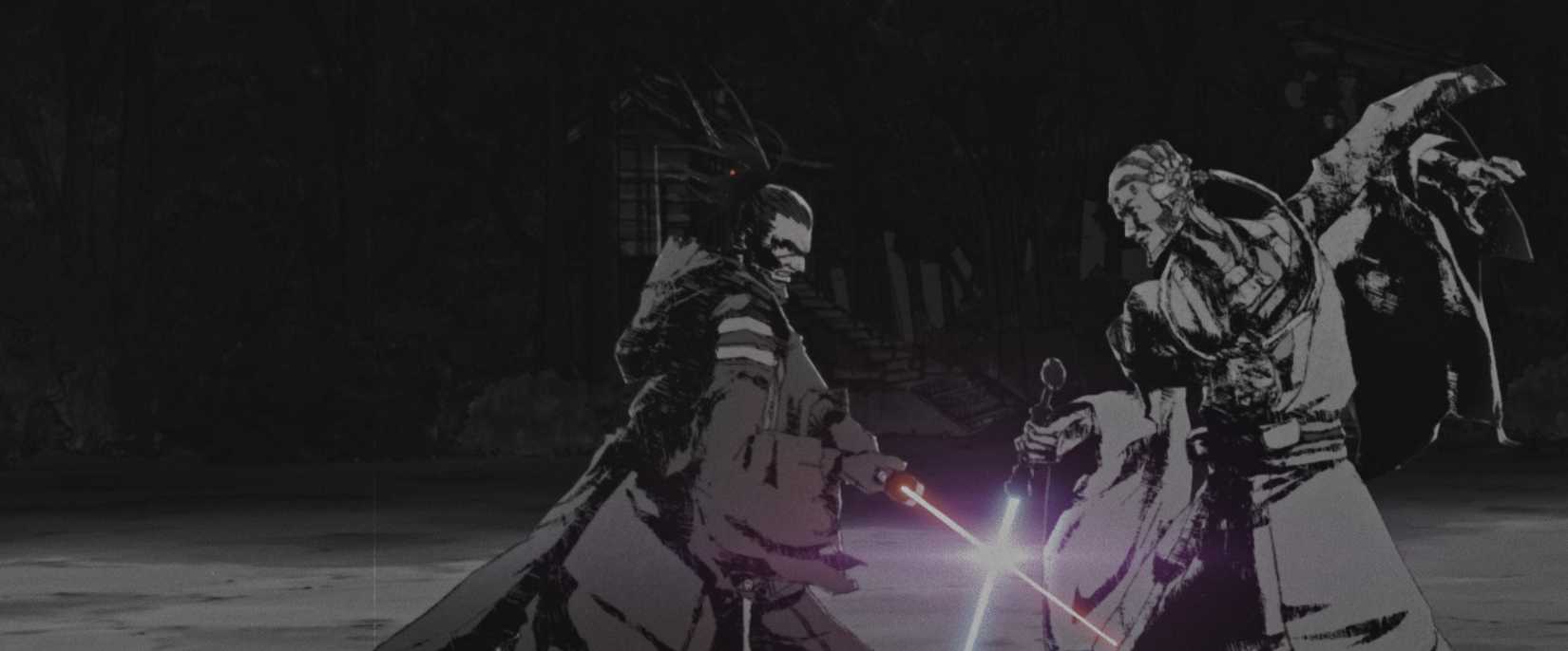 Ronin and the Jedi clash lightsabers in Star Wars Visions season 3 episode 1